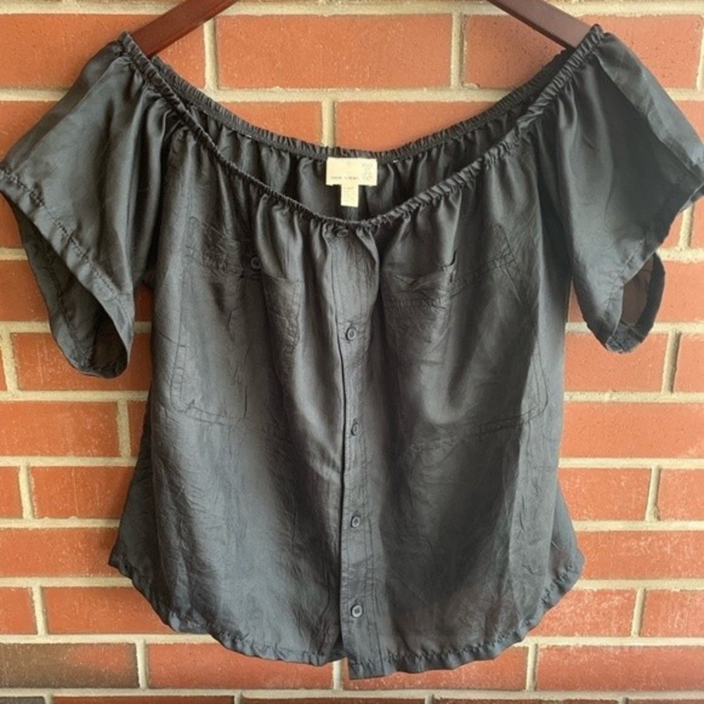 Urban Renewal Black Off-Shoulder Silky Shirt
